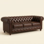 Cheshire Leatherette 3 Seater Sofa In Dark Brown Colour