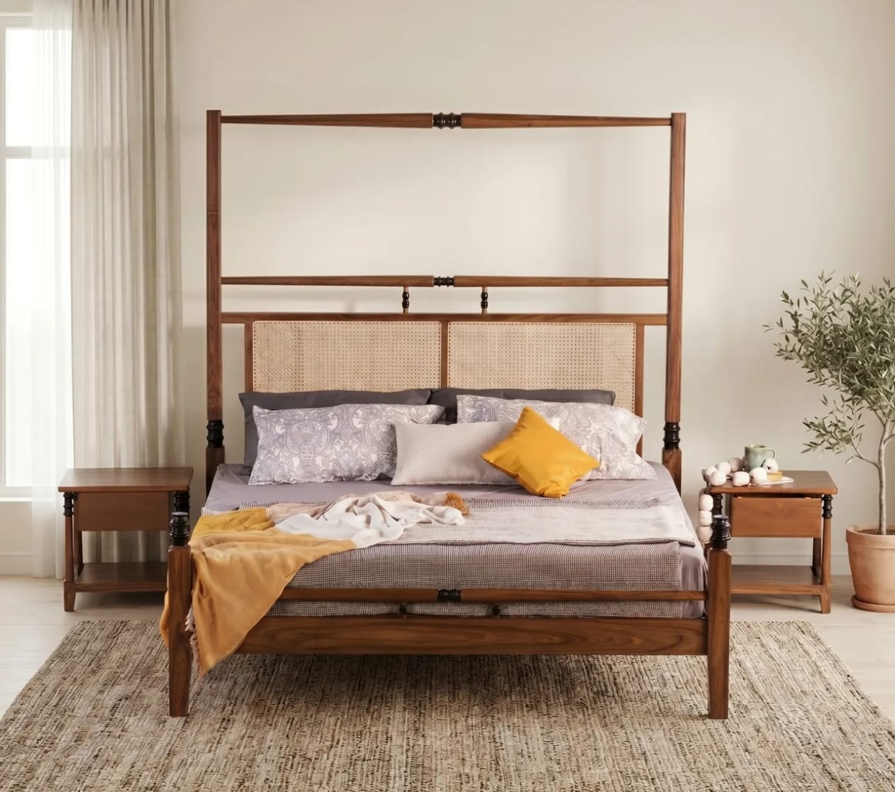 Cane Panel Canopy Bed