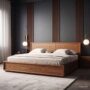Ribbed Walnut Platform Bed