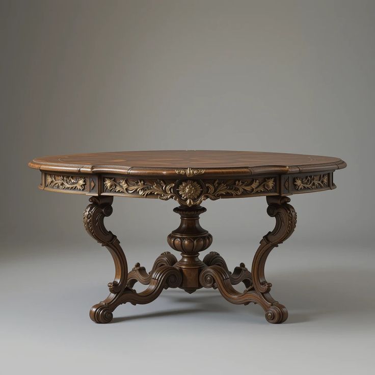 Grand Carved Round Dining Table