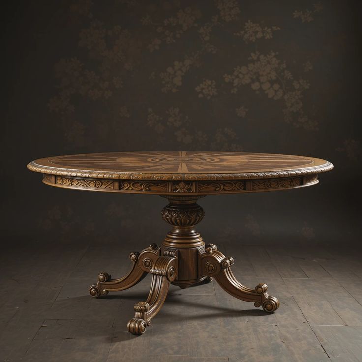 Inlaid Marquetry Oval Table